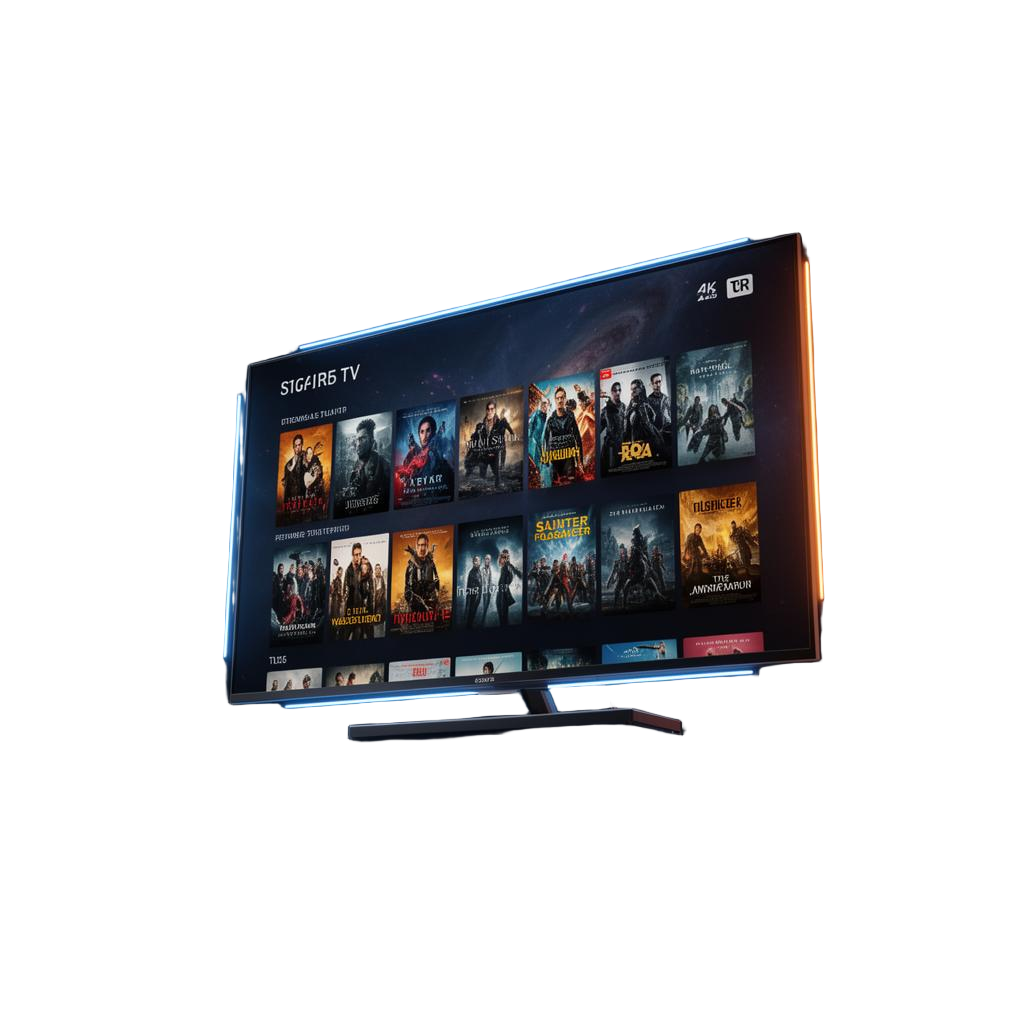 Interface TV moderne avec streaming IPTV 4K